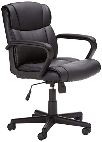 Amazon Basics Padded Office Desk Chair with Armrests, Adjustable Height/Tilt, 360-Degree Swivel, 275Lb Capacity – Black