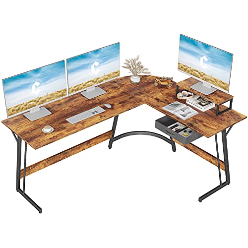 CubiCubi Modern L-Shaped Desk Computer Corner Desk, 59.1″ Home Office Writing Study Workstation with Small Table, Space Saving, Easy to Assemble