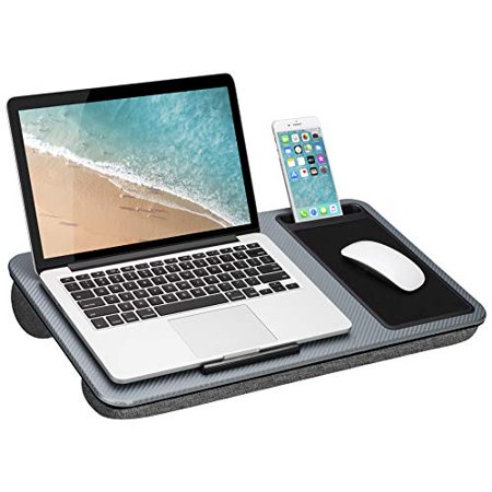 LapGear Home Office Pro Lap Desk with Wrist Rest, Mouse Pad, and Phone Holder – Black Carbon – Fits Up To 15.6 Inch Laptops – style No. 91598