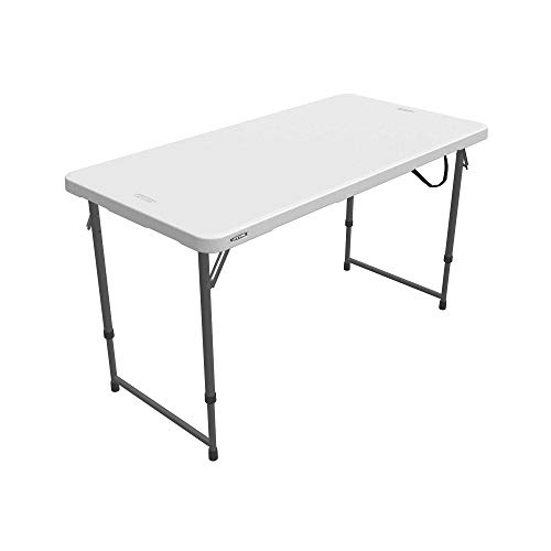 Lifetime Height Adjustable Craft Camping and Utility Folding Table, 4 Foot, 4’/48 x 24, White Granite