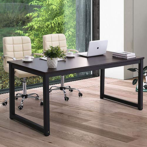 NSdirectModern Computer Desk 63 inch Large Office Desk Writing Study Table for Home Office Desk Workstation Wide Metal Sturdy Frame Thicker Steel Legs, Black.