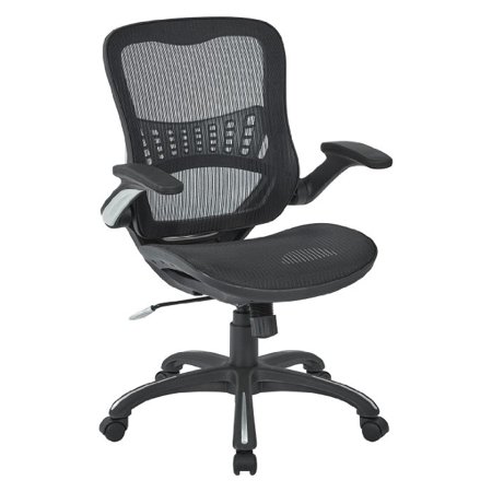 Office Star Mesh Back & Seat, 2-to-1 Synchro & Lumbar Support Managers Chair, Black