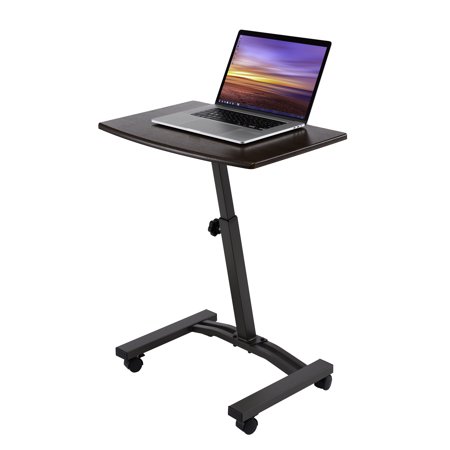 Seville Classics Airlift Sit Stand Mobile Height Adjustable Laptop Podium Computer Workstation Classroom Home Office Medical Table w/Wheels, Tilt Desk and Mouse pad 28″, Black