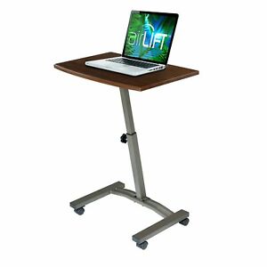 Seville Classics WEB162 Mobile Laptop Computer Desk Cart Height-Adjustable from 20.5″ to 33″, Slim, Walnut