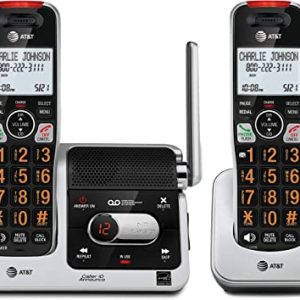 AT&T BL102-2 DECT 6.0 2-Handset Cordless Phone for Home with Answering Machine, Call Blocking, Caller ID Announcer, Audio Assist, Intercom, and