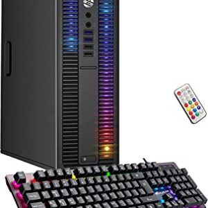 HP EliteDesk Desktop RGB Lights Computer AMD A-Series Processor, Windows 10 Pro 64-bit, Wi-Fi, Gaming PC Keyboard & Mouse (Renewed) (8 GB RAM, 256...